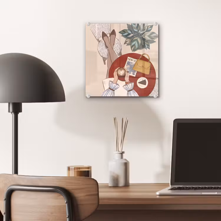 Glas schilderij - Mensen - Cafe - Koffie - Stadsleven - Modern — 7