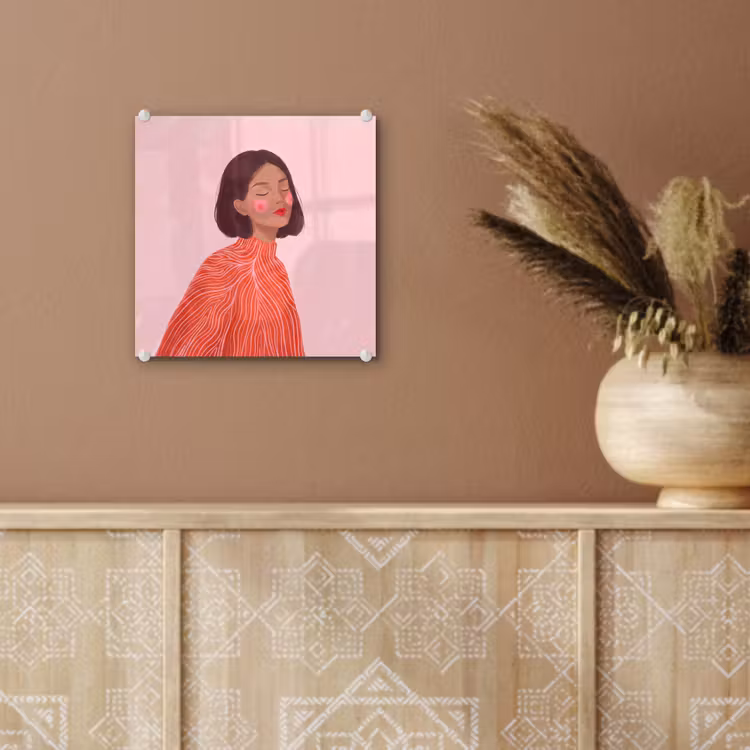 Glas schilderij - Vrouw - Portret - Modern - Kunst - Roze — 6