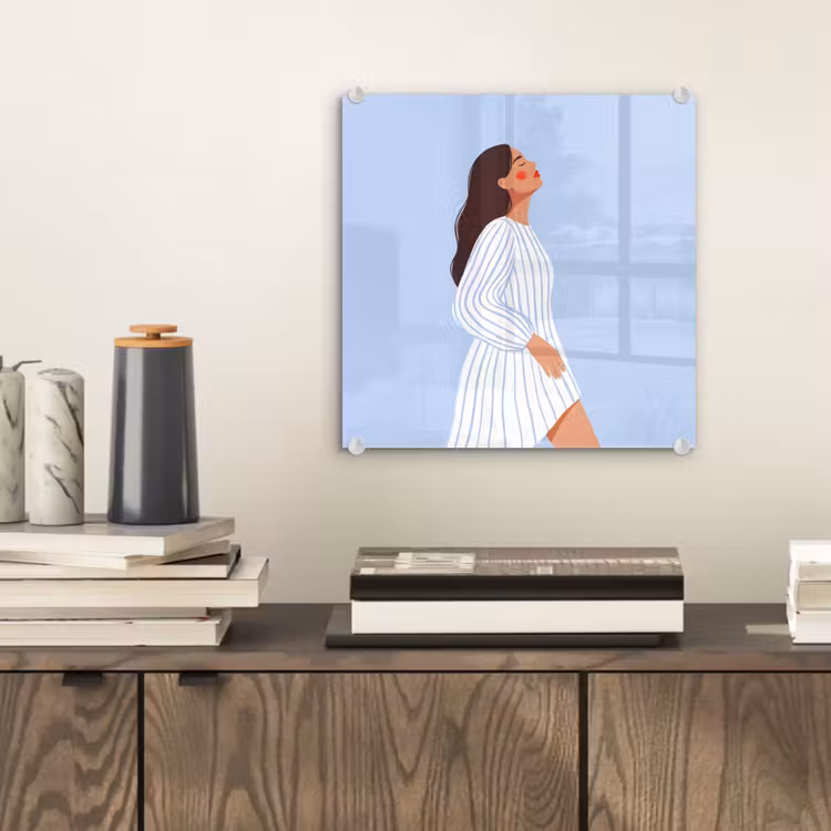Glas schilderij - Vrouw - Profiel - Rust - Modern - Illustratie — 2