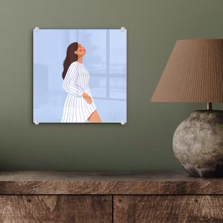 Glas schilderij - Vrouw - Profiel - Rust - Modern - Illustratie — 4