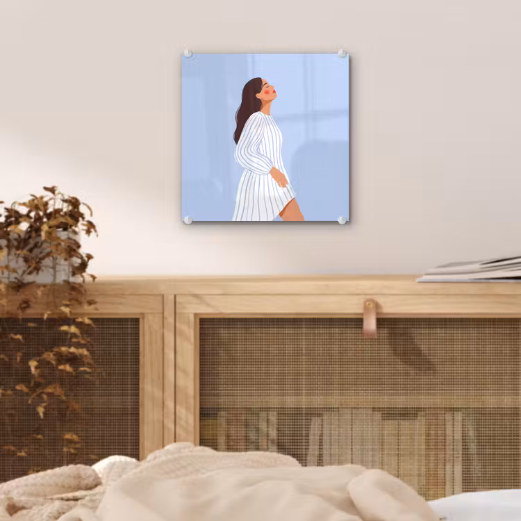 Glas schilderij - Vrouw - Profiel - Rust - Modern - Illustratie — 5