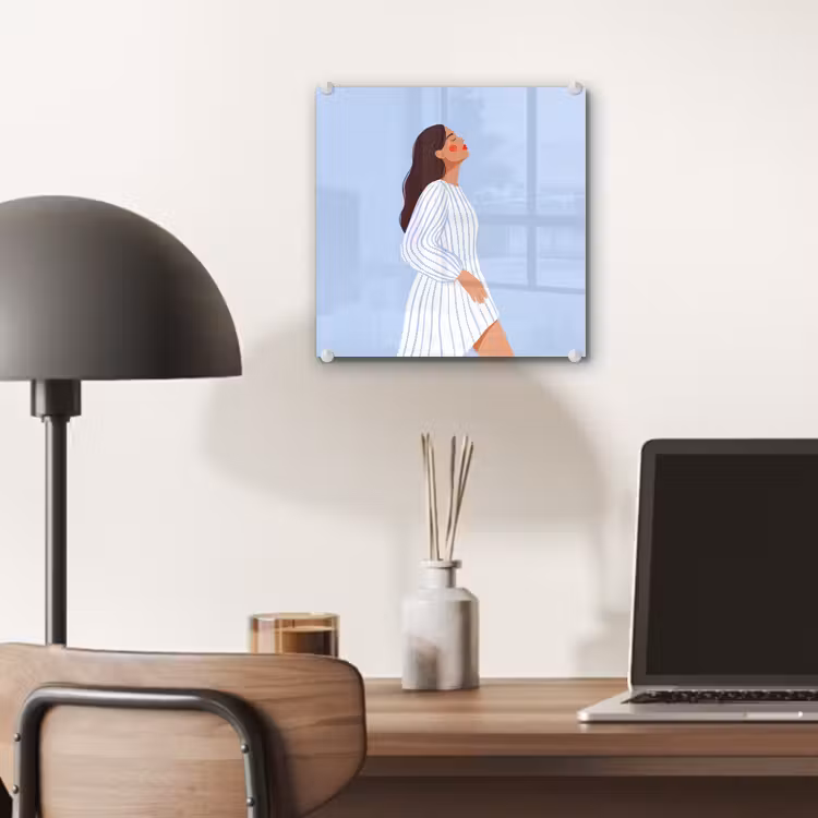 Glas schilderij - Vrouw - Profiel - Rust - Modern - Illustratie — 7