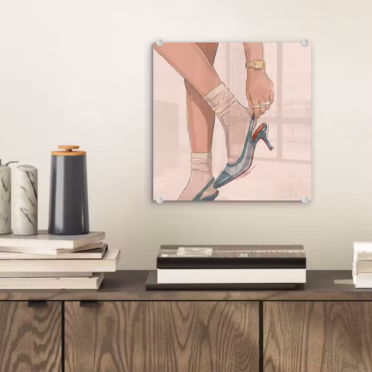Glas schilderij - Vrouw - Schoen - Mode - Lifestyle - Groen — 2