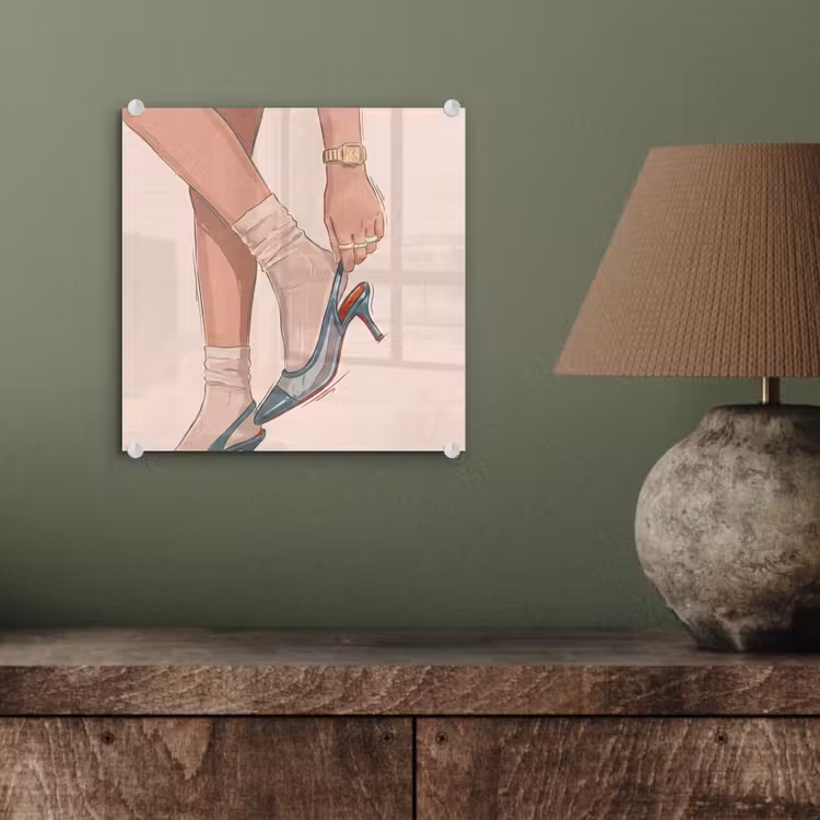 Glas schilderij - Vrouw - Schoen - Mode - Lifestyle - Groen — 4