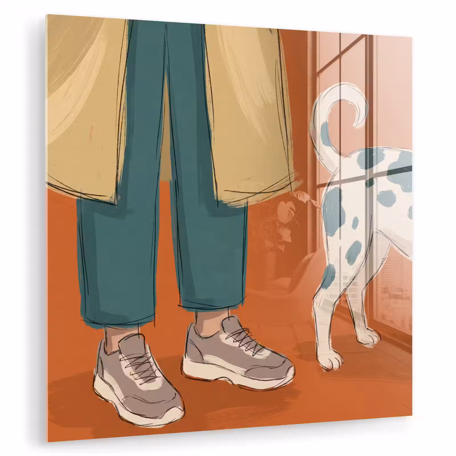 Glas schilderij - Persoon - Hond - Dieren - Illustratie - Modern — 1