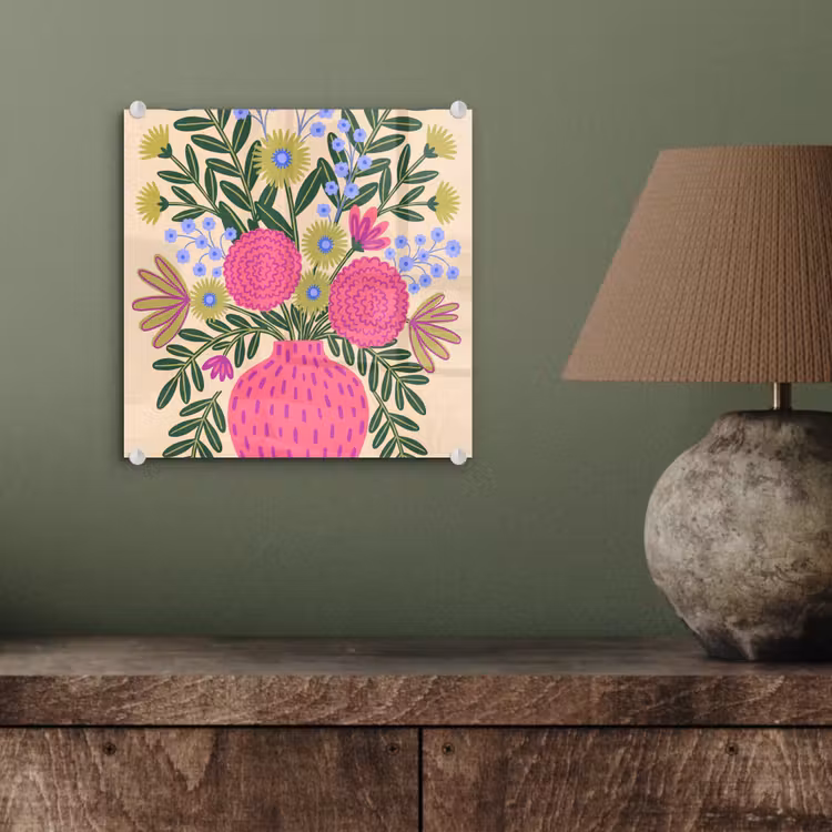 Glas schilderij - Bloemen - Boeket - Natuur - Abstract - Roze — 4