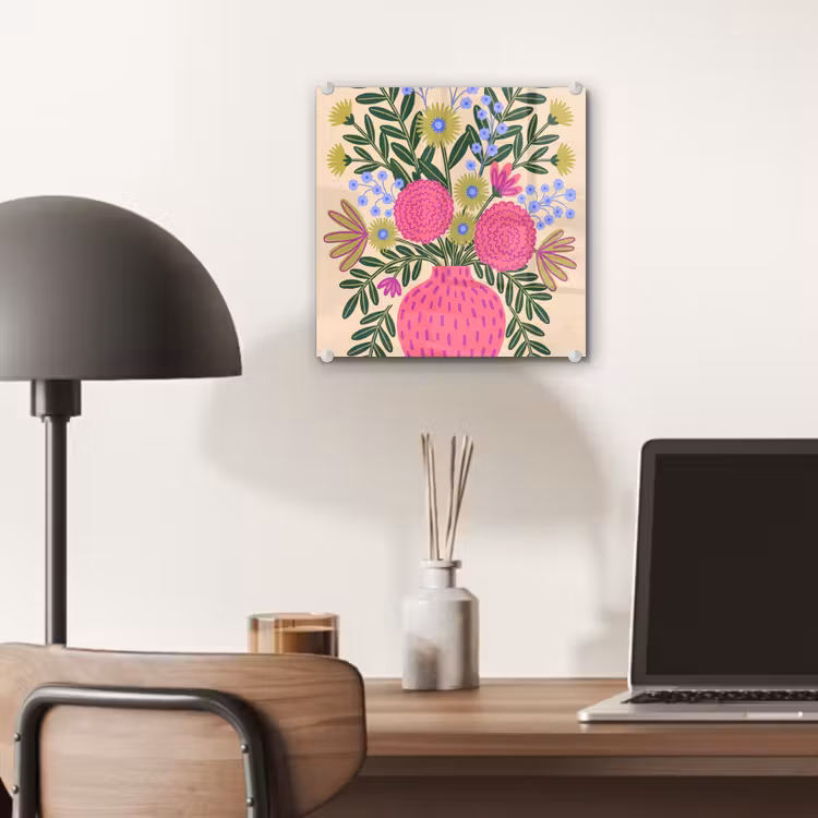 Glas schilderij - Bloemen - Boeket - Natuur - Abstract - Roze — 7