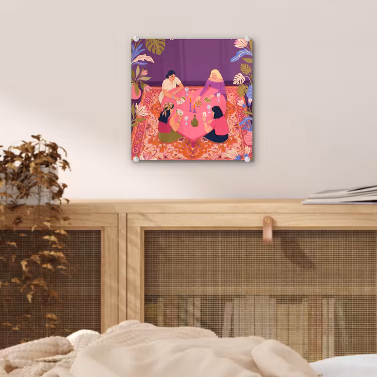 Glas schilderij - Mensen - Kaartspel - Interieur - Modern - Kleurrijk — 5