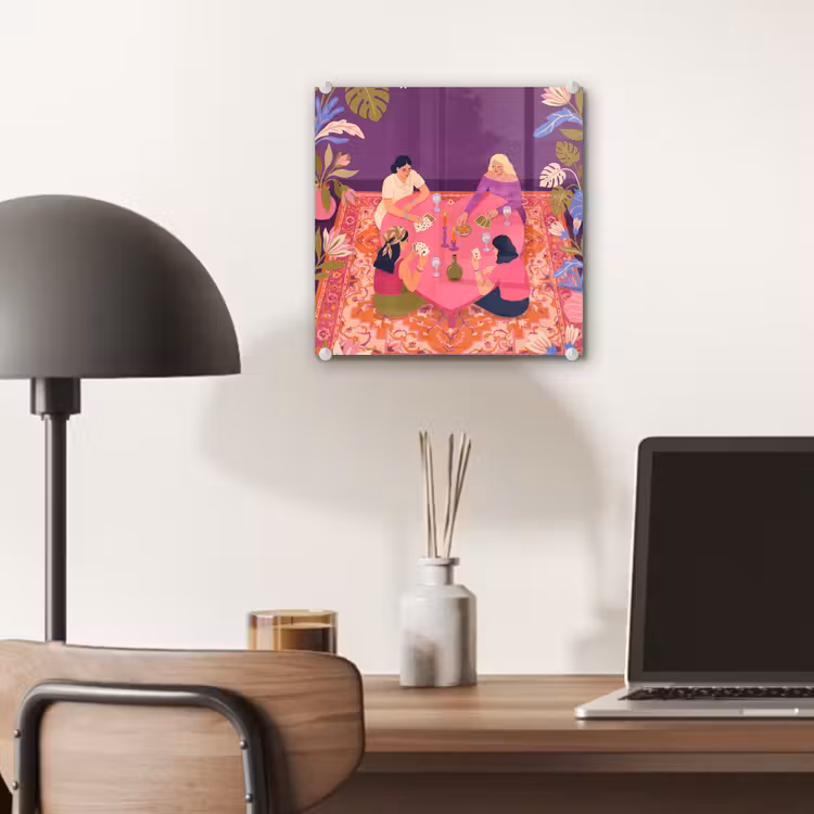 Glas schilderij - Mensen - Kaartspel - Interieur - Modern - Kleurrijk — 7