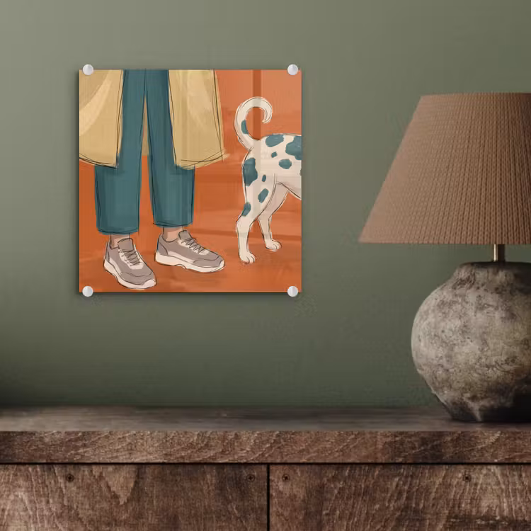 Glas schilderij - Persoon - Hond - Dieren - Illustratie - Modern — 4