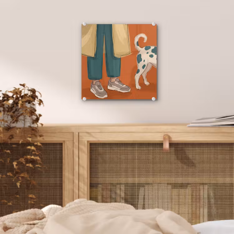 Glas schilderij - Persoon - Hond - Dieren - Illustratie - Modern — 5