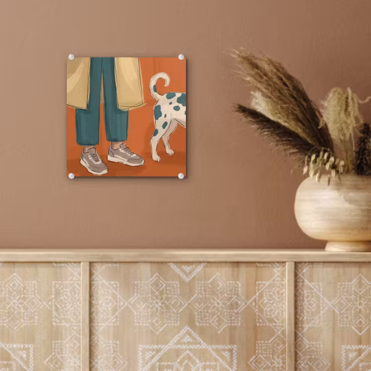 Glas schilderij - Persoon - Hond - Dieren - Illustratie - Modern — 6