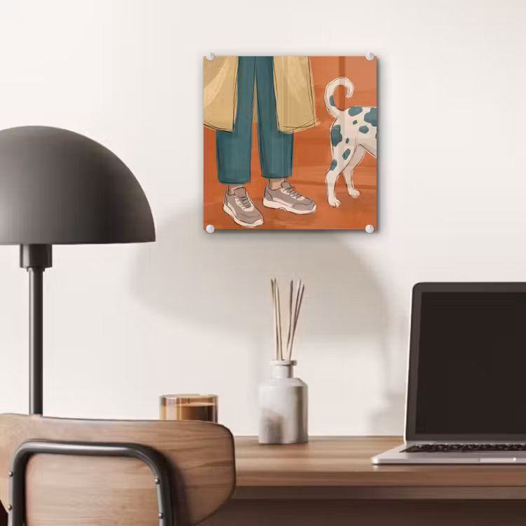 Glas schilderij - Persoon - Hond - Dieren - Illustratie - Modern — 7