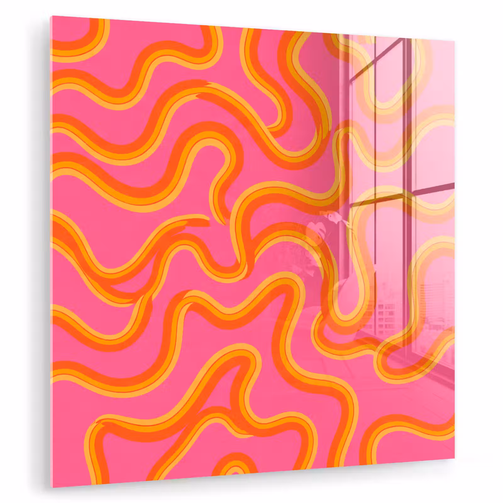 Glas schilderij - Abstract - Golvende lijnen - Modern - Kleurrijk — 1