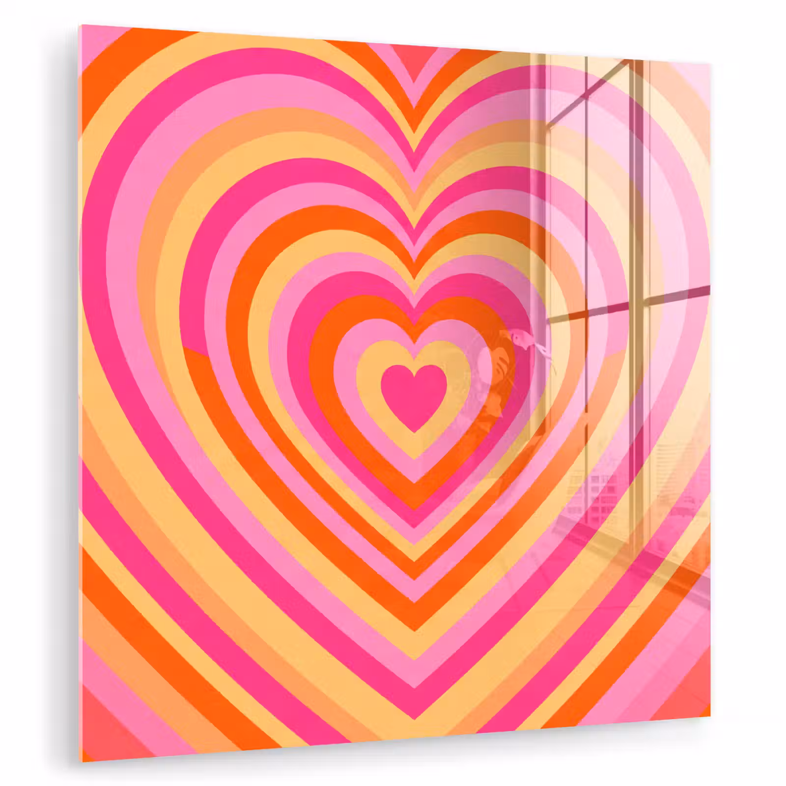 Glas schilderij - Hart - Concentrisch - Abstract - Liefde - Kleurrijk — 1