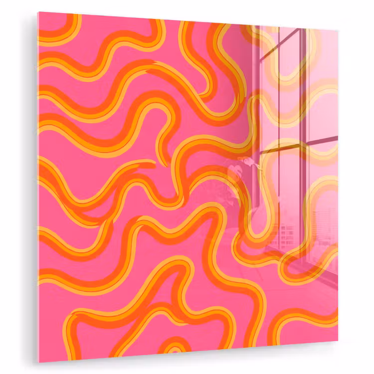 Glas schilderij - Abstract - Golvende lijnen - Modern - Kleurrijk — 1