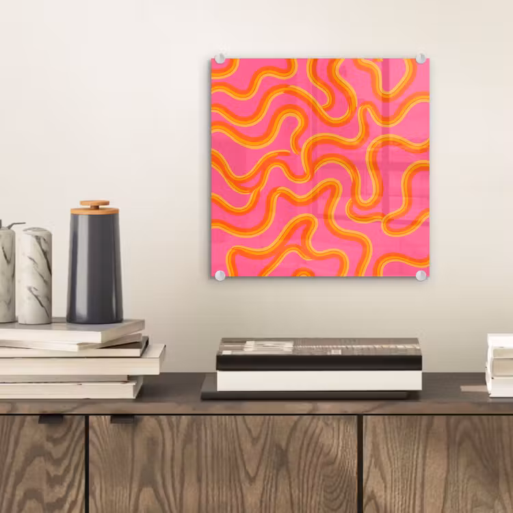 Glas schilderij - Abstract - Golvende lijnen - Modern - Kleurrijk — 2