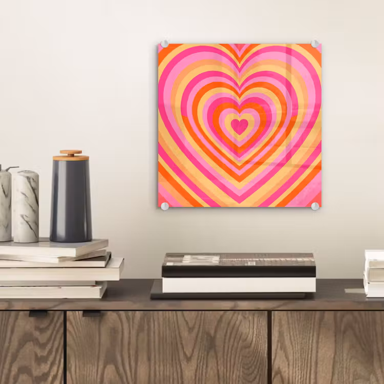 Glas schilderij - Hart - Concentrisch - Abstract - Liefde - Kleurrijk — 2