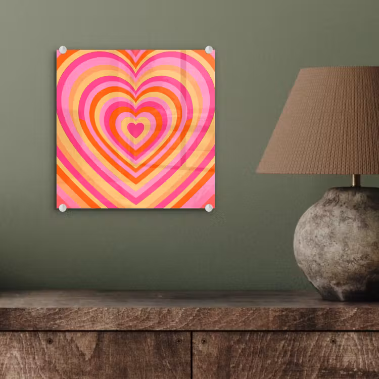 Glas schilderij - Hart - Concentrisch - Abstract - Liefde - Kleurrijk — 4