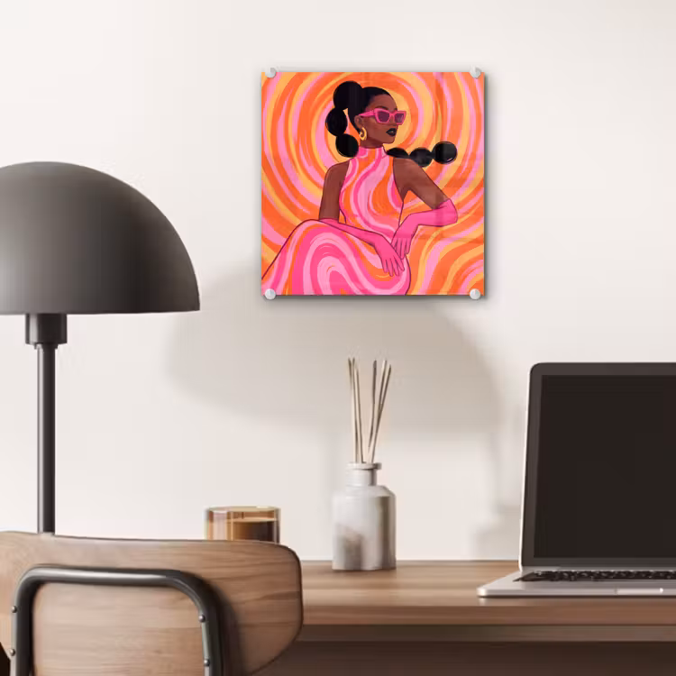 Glas schilderij - Vrouw - Portret - Kunst - Abstract - Roze — 7