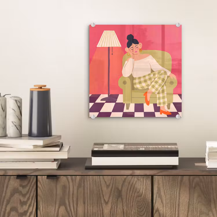 Glas schilderij - Vrouw - Rust - Interieur - Modern - Kunst — 2
