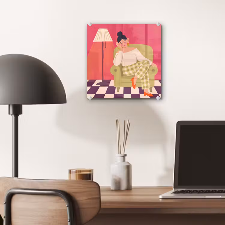 Glas schilderij - Vrouw - Rust - Interieur - Modern - Kunst — 7