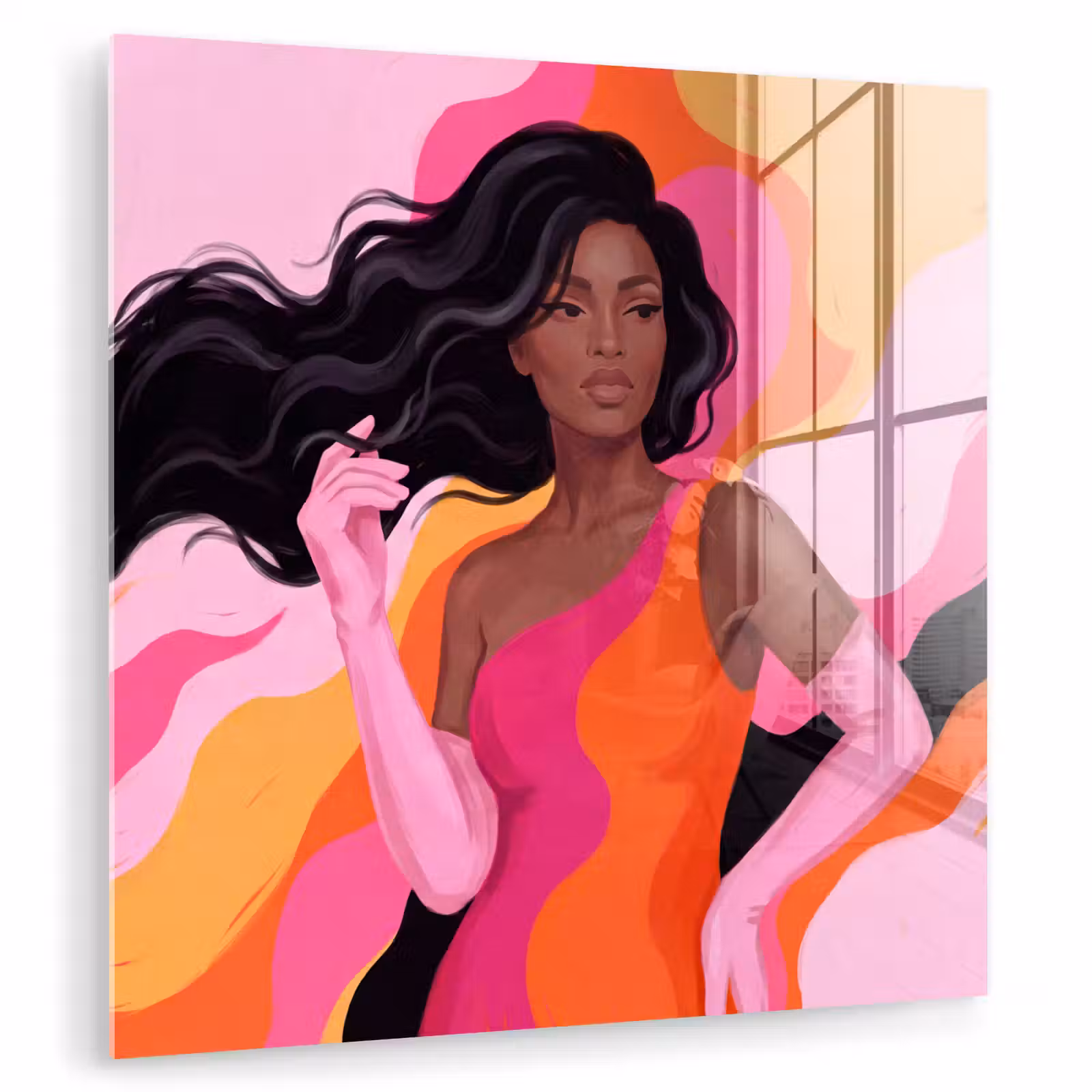 Glas schilderij - Vrouw - Portret - Kleurrijk - Modern - Kunst — 1
