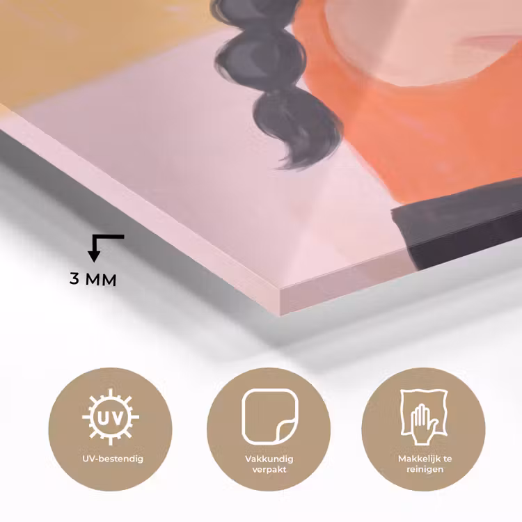 Glas schilderij - Vrouw - Hoed - Mode - Modern - Oranje — 3
