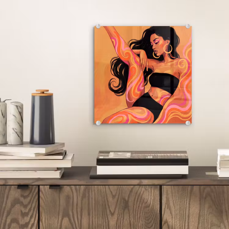 Glas schilderij - Vrouw - Portret - Abstract - Modern - Kleurrijk — 2