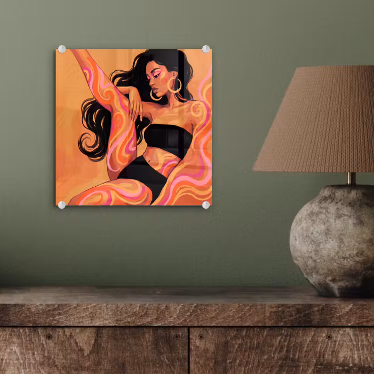 Glas schilderij - Vrouw - Portret - Abstract - Modern - Kleurrijk — 4
