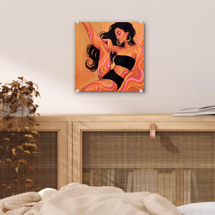 Glas schilderij - Vrouw - Portret - Abstract - Modern - Kleurrijk — 5