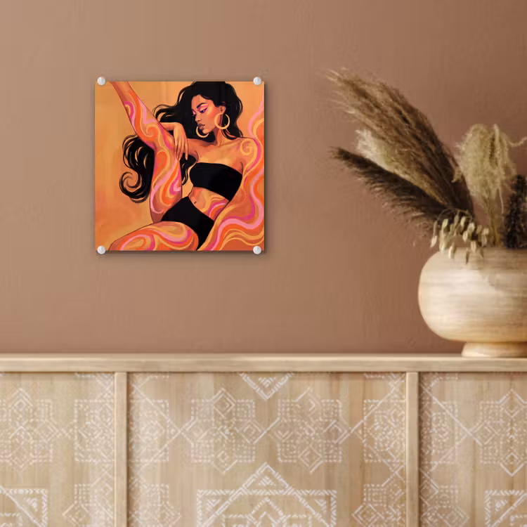 Glas schilderij - Vrouw - Portret - Abstract - Modern - Kleurrijk — 6