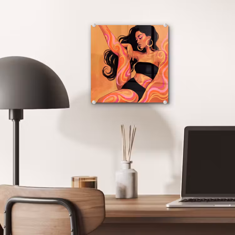 Glas schilderij - Vrouw - Portret - Abstract - Modern - Kleurrijk — 7