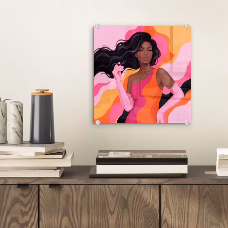 Glas schilderij - Vrouw - Portret - Kleurrijk - Modern - Kunst — 2