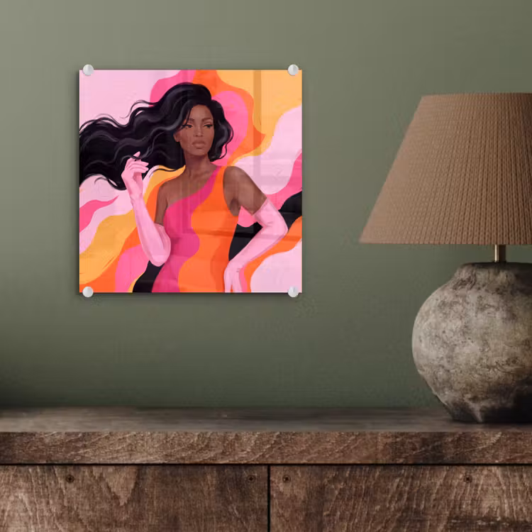 Glas schilderij - Vrouw - Portret - Kleurrijk - Modern - Kunst — 4