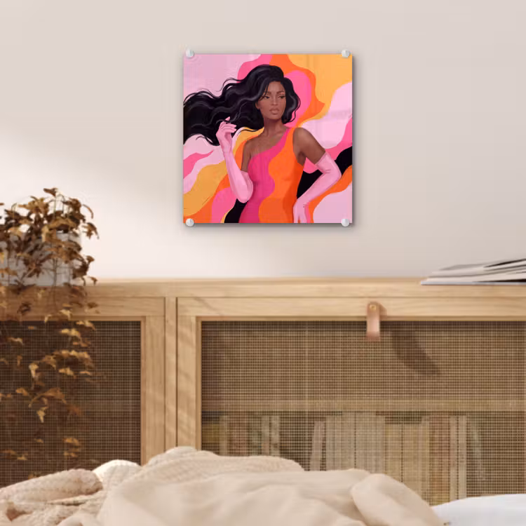 Glas schilderij - Vrouw - Portret - Kleurrijk - Modern - Kunst — 5