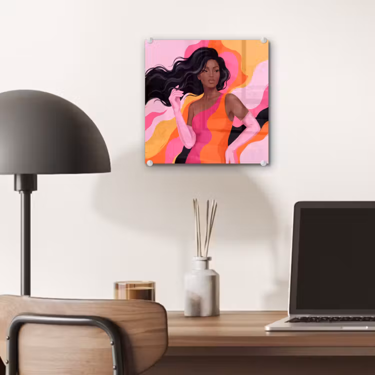Glas schilderij - Vrouw - Portret - Kleurrijk - Modern - Kunst — 7