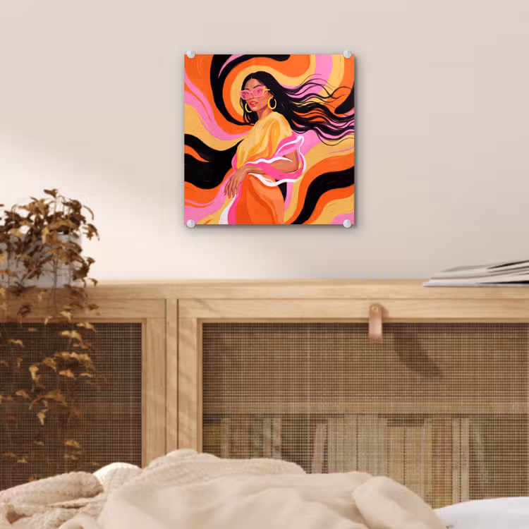 Glas schilderij - Vrouw - Zonnebril - Abstract - Kleurrijk — 5