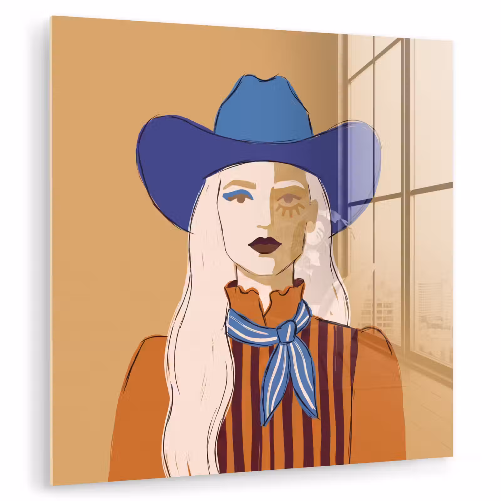 Glas schilderij - Vrouw - Portret - Abstract - Kleurrijk - Modern — 1