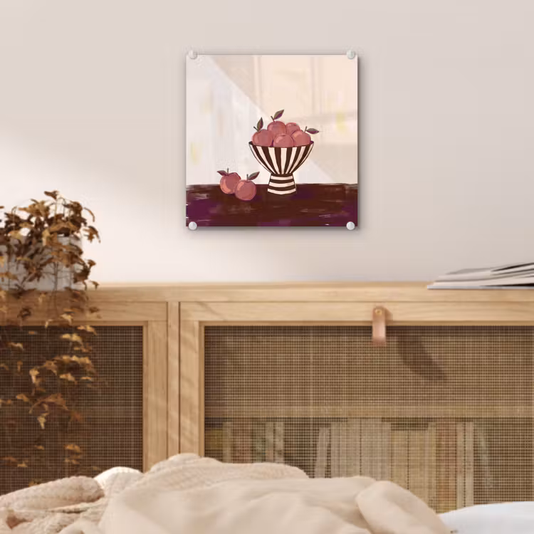 Glas schilderij - Eten - Schaal - Stilleven - Modern - Rood — 5