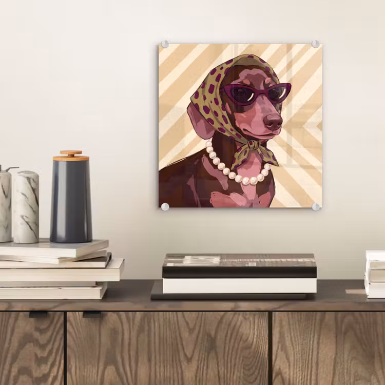 Glas schilderij - Hond - Zonnebril - Hoofddoek - Dieren - Modern — 2