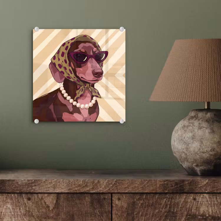 Glas schilderij - Hond - Zonnebril - Hoofddoek - Dieren - Modern — 4