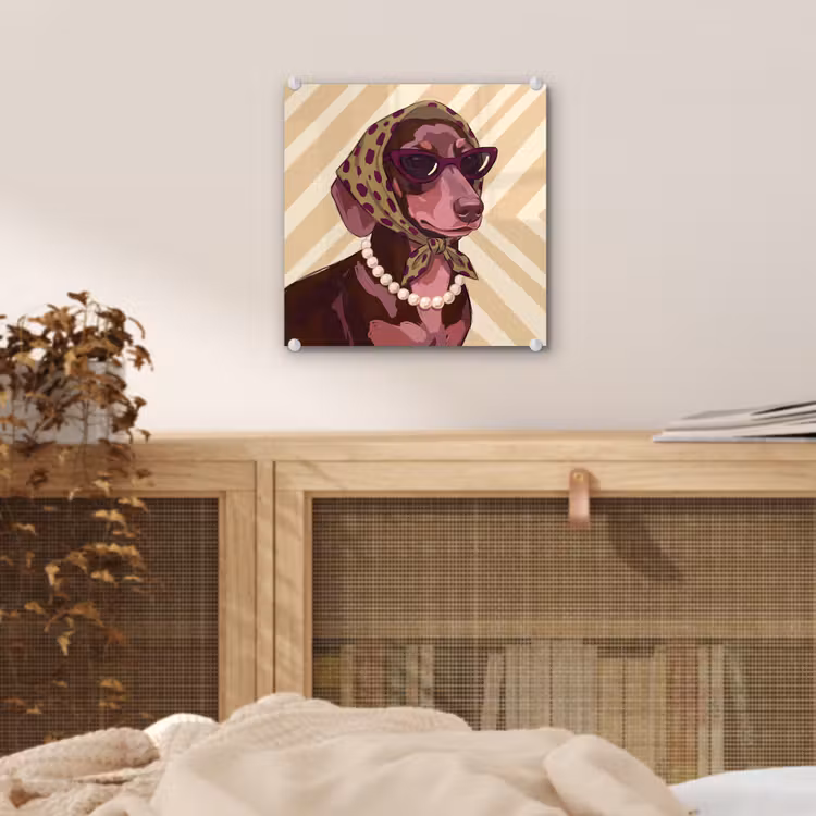 Glas schilderij - Hond - Zonnebril - Hoofddoek - Dieren - Modern — 5