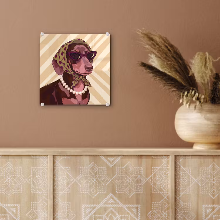 Glas schilderij - Hond - Zonnebril - Hoofddoek - Dieren - Modern — 6