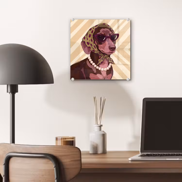 Glas schilderij - Hond - Zonnebril - Hoofddoek - Dieren - Modern — 7