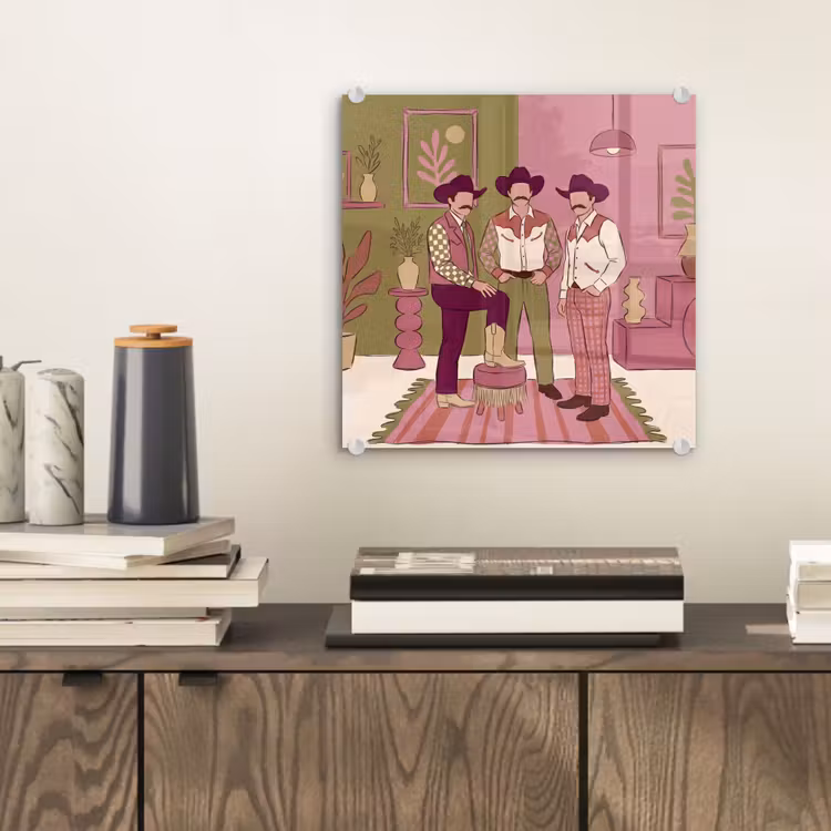Glas schilderij - Mensen - Mannen - Hoeden - Retro - Interieur — 2