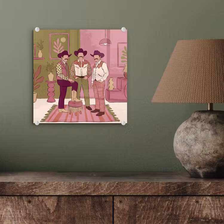 Glas schilderij - Mensen - Mannen - Hoeden - Retro - Interieur — 4