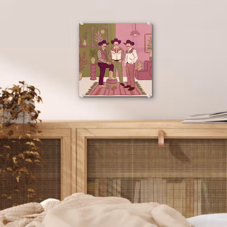 Glas schilderij - Mensen - Mannen - Hoeden - Retro - Interieur — 5