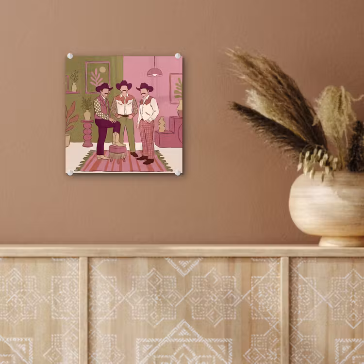 Glas schilderij - Mensen - Mannen - Hoeden - Retro - Interieur — 6