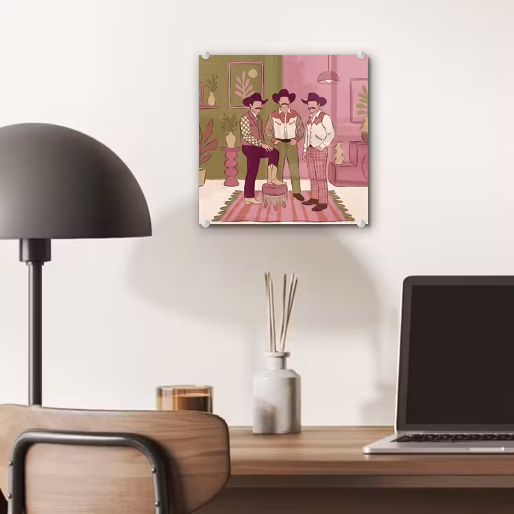 Glas schilderij - Mensen - Mannen - Hoeden - Retro - Interieur — 7